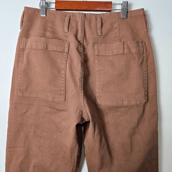 Everlane Size 8 Organic Cotton Utility Mid-Rise Straight Leg Pants Carob Brown - Picture 4 of 12